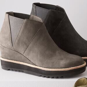 Eileen Fisher Caddy Nubuck Leather Chelsea Wedge Bootie
